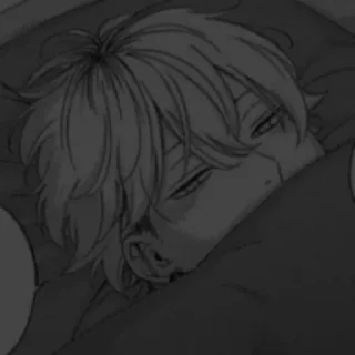 🖤 Anime, Manga, Dormire, Stanco, Letto, Illustrazione, Cartone animato, Personaggio telegram sticker