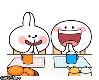 👏 @MHStickers アニメ, うさぎ, 友情, お茶 whatsapp sticker
