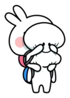 😁 niedlich, Hase, Rucksack, weiß, Figur, Illustration whatsapp sticker