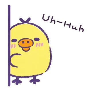 🎀 Uh-Huh lucu, kuning, ayam, hewan, kartun telegram sticker