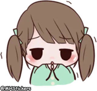 😬 @MHStickers мультфильм, девочка, стикер, хвостики, аниме telegram sticker