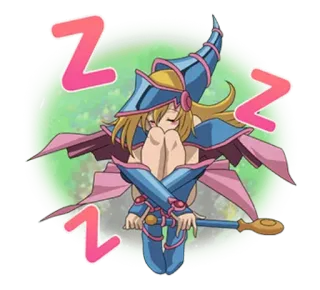 😴 Dark Magician Girl Yu-Gi-Oh! anime, manga, sleeping, magic, cute, dream telegram sticker