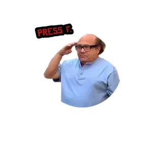 😔 Danny DeVito PRESS F Gruß, Schauspieler, F drücken, Promi, Meme telegram sticker