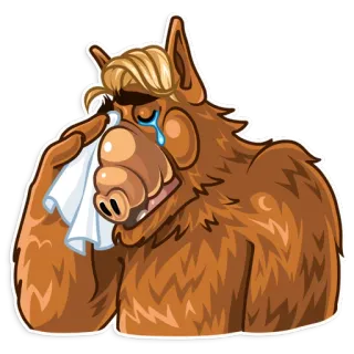 😢 ALF ALF, chorando, triste, lágrimas, anos 80, série de tv telegram sticker