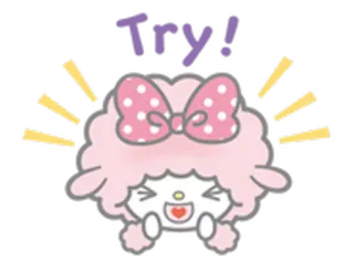 😗 Try! Desenho animado, Fofo, Ovelha, Rosa, Brilhos, Incentivo telegram sticker