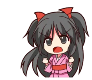 😠 Anime, Charakter, Wütend, Frustriert, Mädchen, Rot, Pink, Illustration telegram sticker