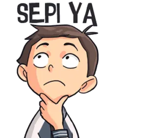 💤 SEPI YA pensée, garçon, dessin animé, ennuyé, question, expression telegram sticker