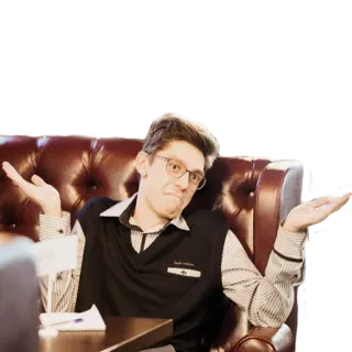 🤗 osoba, mężczyzna, krzesło, wewnątrz, portret, casual telegram sticker
