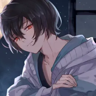 🗝 Anime, Manga, Ragazzo, Occhi rossi, Notte, Stelle whatsapp sticker