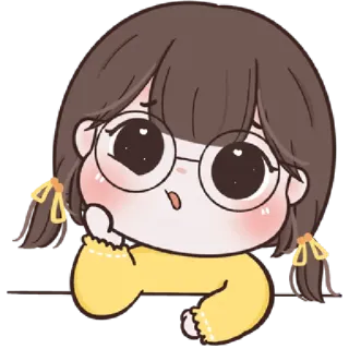 🥨 cartone animato, carino, ragazza, occhiali, anime, personaggio, illustrazione telegram sticker