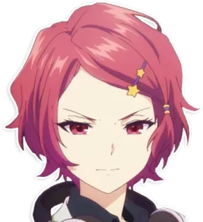 😡 anime, donna, capelli rossi, seria, ritratto, espressione, ragazza, personaggio whatsapp sticker