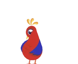 🦚 Papagei, Vogel, Tier, rot, blau, süß, Cartoon telegram sticker