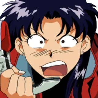 🤬 Misato Katsuragi Neon Genesis Evangelion anime, manga, misato, evangelion, angry, excited telegram sticker