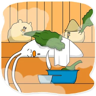 🛁 sauna, cute, vegetables, cartoon, relaxation telegram sticker