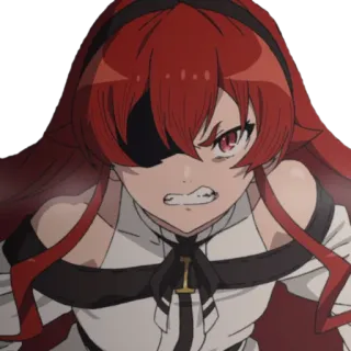 😡 애니메이션, 여자, 빨간 머리, 외눈, 분노 telegram sticker