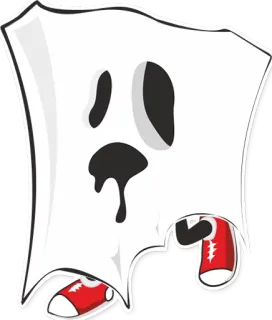 😒 fantasma, desenho animado, folha, assustador, sapatos vermelhos, personagem telegram sticker
