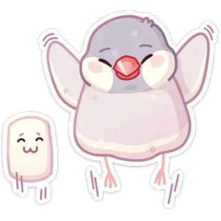 ☺️ vogel, marshmallow, schattig, kawaii, dieren, sticker, cartoon telegram sticker