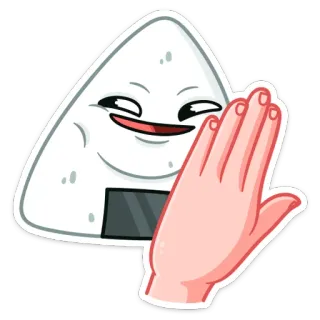 😈 onigiri, palla di riso, cibo, batticinque, mano, emoji telegram sticker