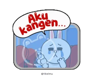 😢 Aku kangen... triste, sozinho, saudades, fofo, coelho, saudades, eu telegram sticker