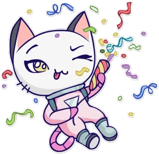 🎉 gato, fiesta, celebración, lindo, animal, dibujos animados, pegatina whatsapp sticker