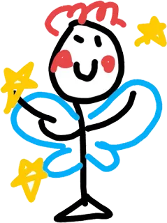 🌟 bonhomme allumette, ange, ailes, étoiles, dessin, dessin d'enfant whatsapp sticker