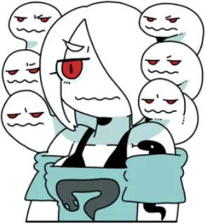 😒 cartoon, character, ghosts, anime, red eyes telegram sticker