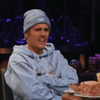 🌑 Justin Bieber celebrity, musician, singer, portrait, man, beanie telegram sticker