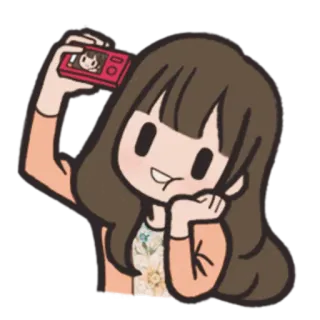 😙 dibujo animado, chica, selfie, lindo, mujer, personaje de dibujos animados telegram sticker