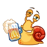 🥴 schnecke, bier, cartoon, tier, trinken, fröhlich telegram sticker