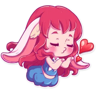 😘 coelho, fofo, coração, anime, adesivo, kawaii, menina telegram sticker