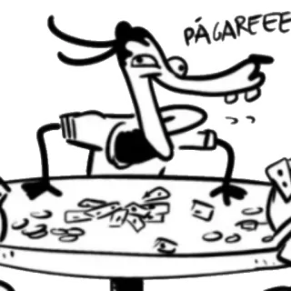 🤑 PÁGAREEEE desenho animado, dinheiro, mesa, personagem, apontando, dívidas telegram sticker
