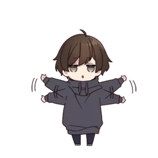 👋 Anime, Cartone animato, Carino, Chibi, Ragazzo, Personaggio telegram sticker