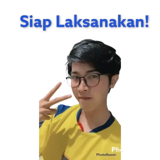 ❤️ Siap Laksanakan! mężczyzna, znak pokoju, okulary, portret, poza telegram sticker