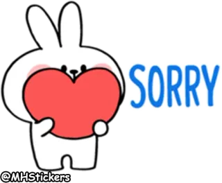 🥺 SORRY coelho, desculpa, coração, desculpas, fofo, desenho animado whatsapp sticker