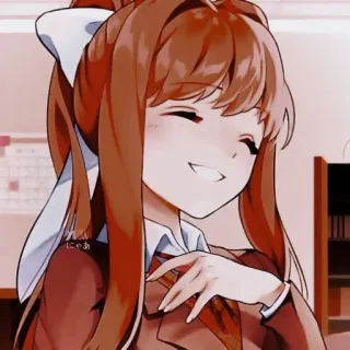 📄 Monika Doki Doki Literature Club! Anime, Fille, Mignon, Uniforme scolaire, Monika telegram sticker