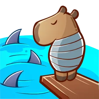 🦈 하마, 상어, 물, 다이빙대, 동물, 만화, 귀여운, 바다 telegram sticker