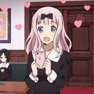 🥰 Chika Fujiwara Kaguya-sama: Love Is War anime, chika fujiwara, kaguya-sama, love is war, hearts, cute, schoolgirl whatsapp sticker