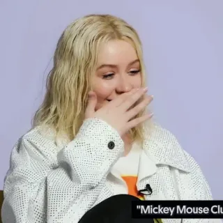 🌻 Mickey Mouse Club Christina Aguilera, Mickey Mouse Club, cantante, pelo rubio, celebridad, entretenimiento telegram sticker