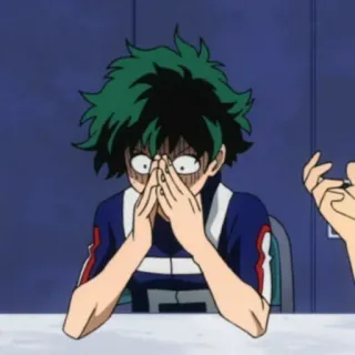 🐾 Izuku Midoriya My Hero Academia Anime, My Hero Academia, Izuku Midoriya, geschockt, gestresst, besorgt, Anime Charakter telegram sticker