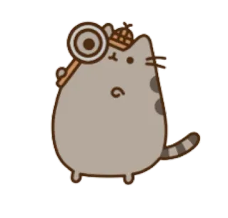 🐱 Pusheen kat, detective, schattig, cartoon, Pusheen, vergrootglas telegram sticker