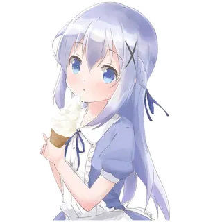 😋 애니메이션, 소녀, 아이스크림, 귀여운, 만화 telegram sticker