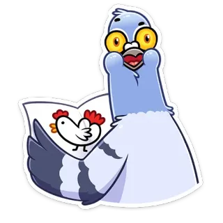 👉 paloma, pájaro, dibujo animado, pollo, dibujo telegram sticker