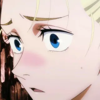 🧹 アニメ, 女性, 金髪, 青い目, ポートレート, 表情 telegram sticker