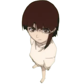 😠 Lain Iwakura Serial Experiments Lain Anime, Fille, Lain, Serial Experiments Lain, Personnage, Regardant vers le haut, Manga whatsapp sticker