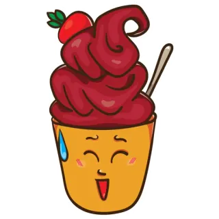😅 postre, helado, dibujos animados, comida, dulce, lindo whatsapp sticker
