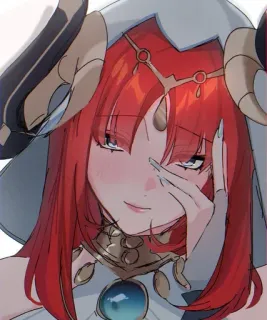 💧 Anime, Rousse, Fantaisie, Femme, Cornes whatsapp sticker