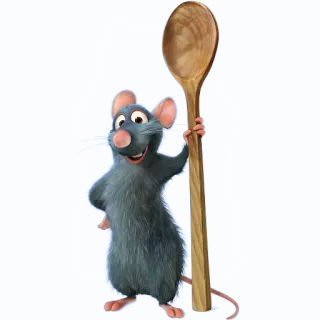 🍳 Remy Ratatouille rato, desenho animado, Remy, colher, chef, Ratatouille, Disney, Pixar telegram sticker