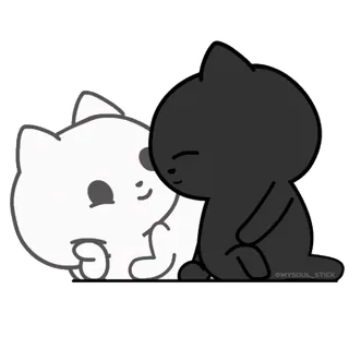 🐈‍⬛ @MYSOLA_STICK kat, schattig, sticker, dier, kawaii, zwart wit telegram sticker