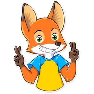 🤞 fox, animal, cartoon, illustration, sticker, peace sign, good luck telegram sticker