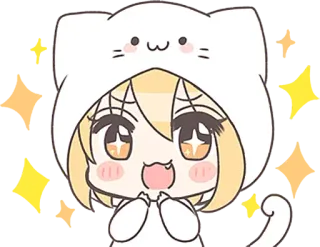 🤩 Anime, Dessin animé, Mignon, Kawaii, Sticker, Chat, Fille telegram sticker